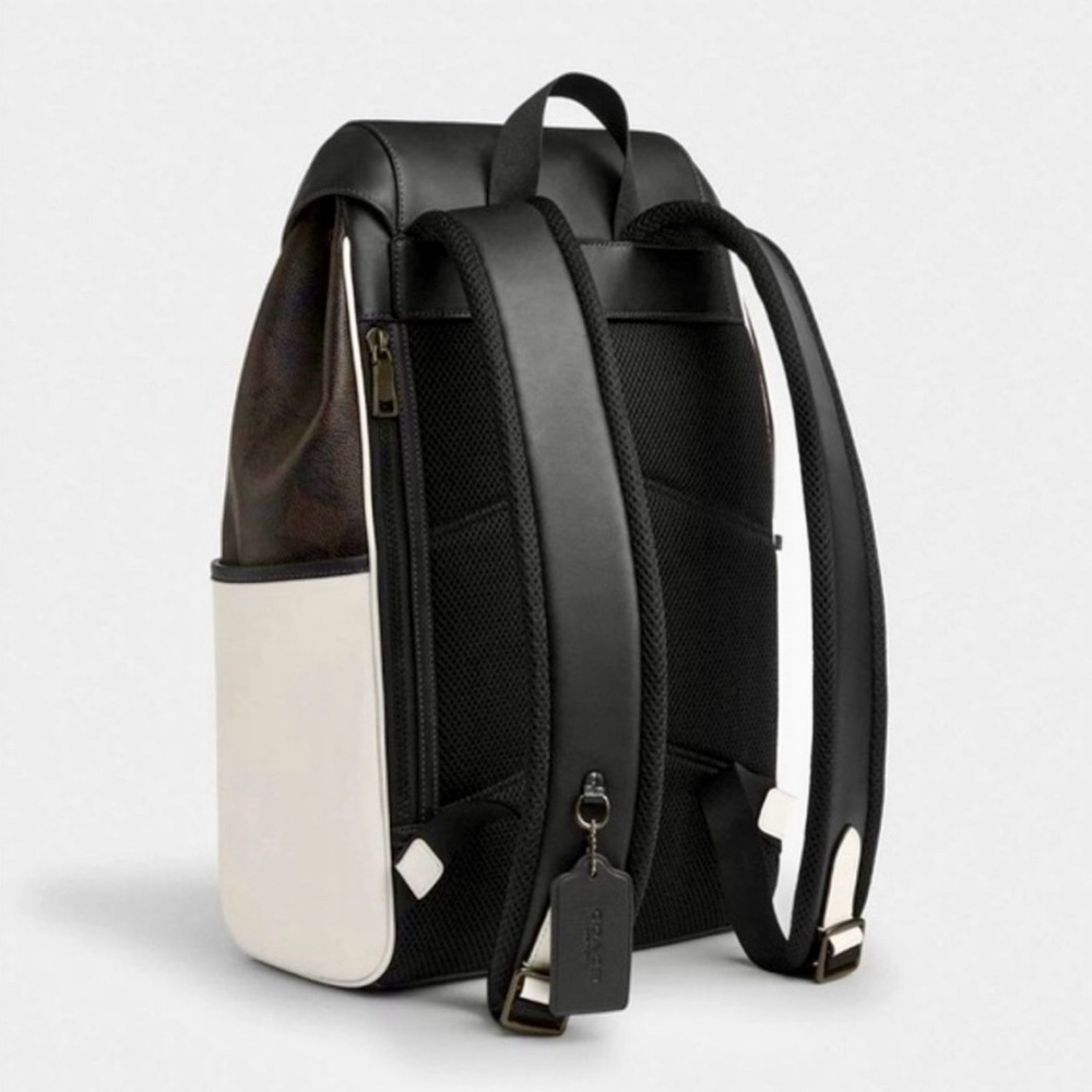 Coach Racer Backpack Blocked Signature Canvas - Picture 10 of 14